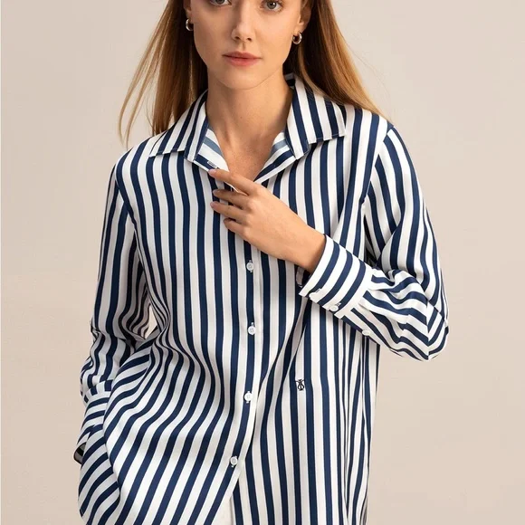 NWOT - Lillysilk Amalfi Stripe Silk Shirt - Picture 8 of 11